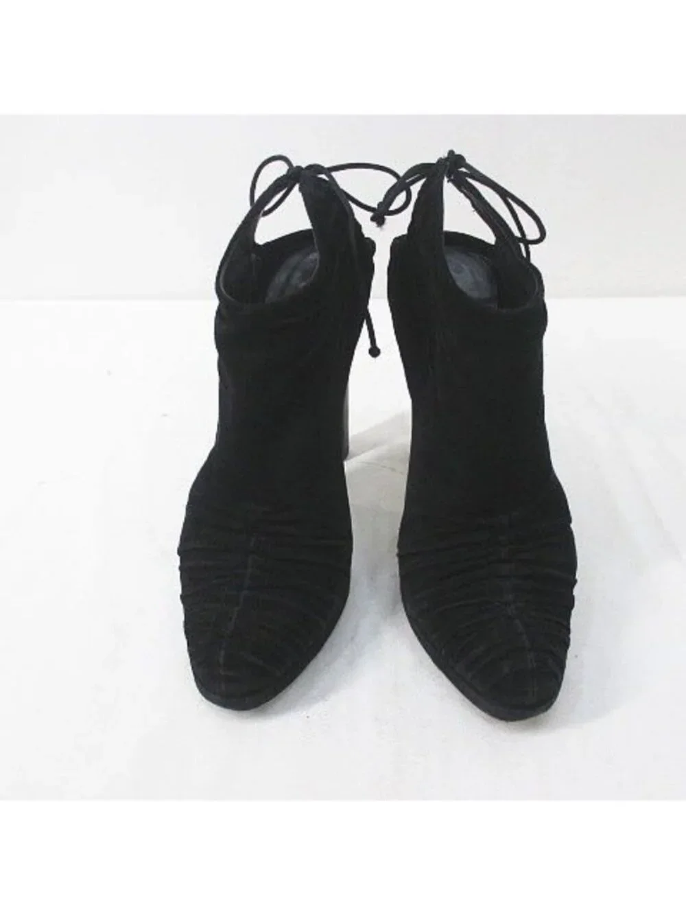 Gucci Booties High Heels Gathered Ribbon 37.5 Black Suede - Picture 5 of 9